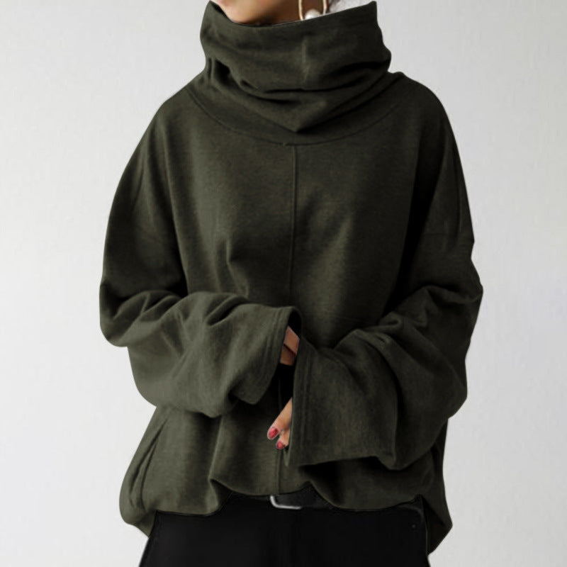 Isla – Sudadera negra de cuello alto para mujer