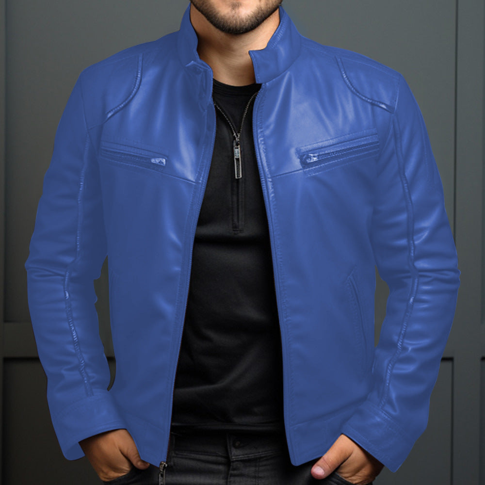 Iván - Chaqueta de piel con cremallera para hombre