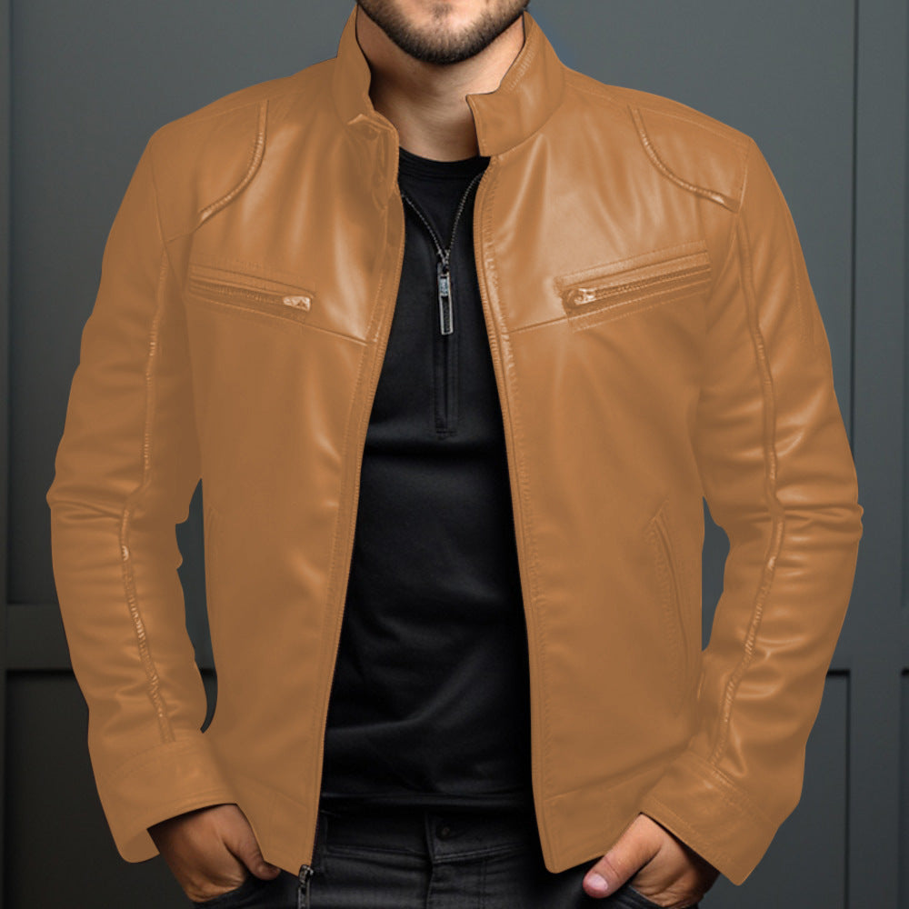 Iván - Chaqueta de piel con cremallera para hombre