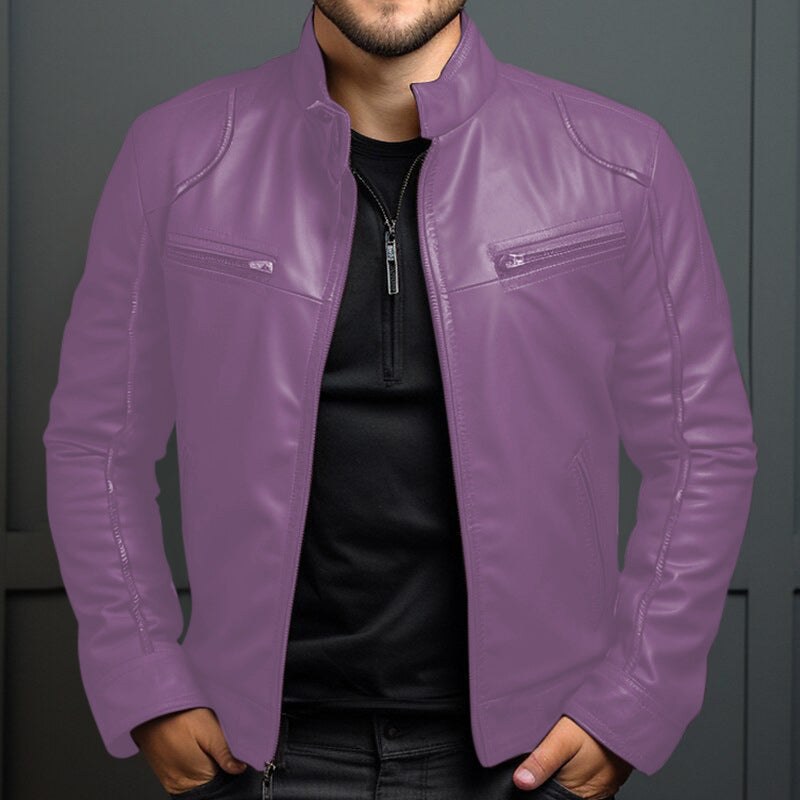 Iván - Chaqueta de piel con cremallera para hombre
