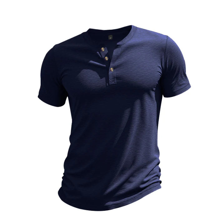 Marco - Camiseta de manga corta para hombre con cuello henley