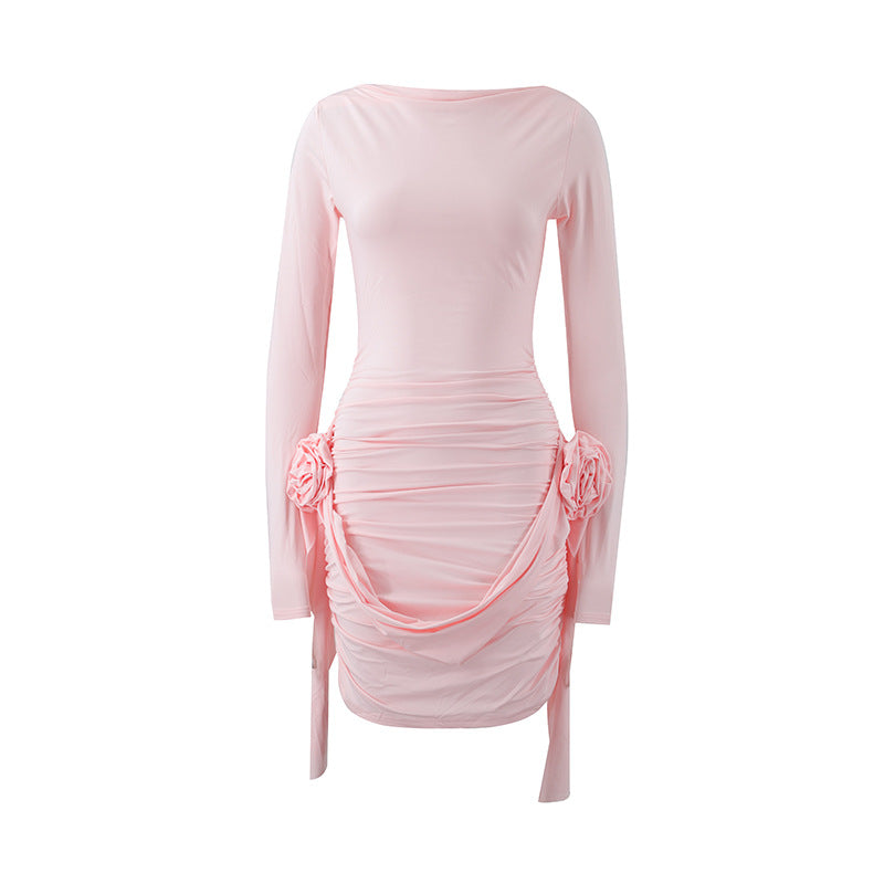 Isabella – Vestido ajustado de manga larga con detalle drapeado