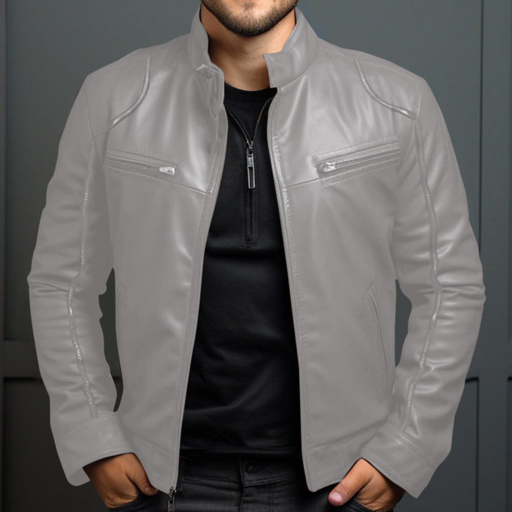 Iván - Chaqueta de piel con cremallera para hombre