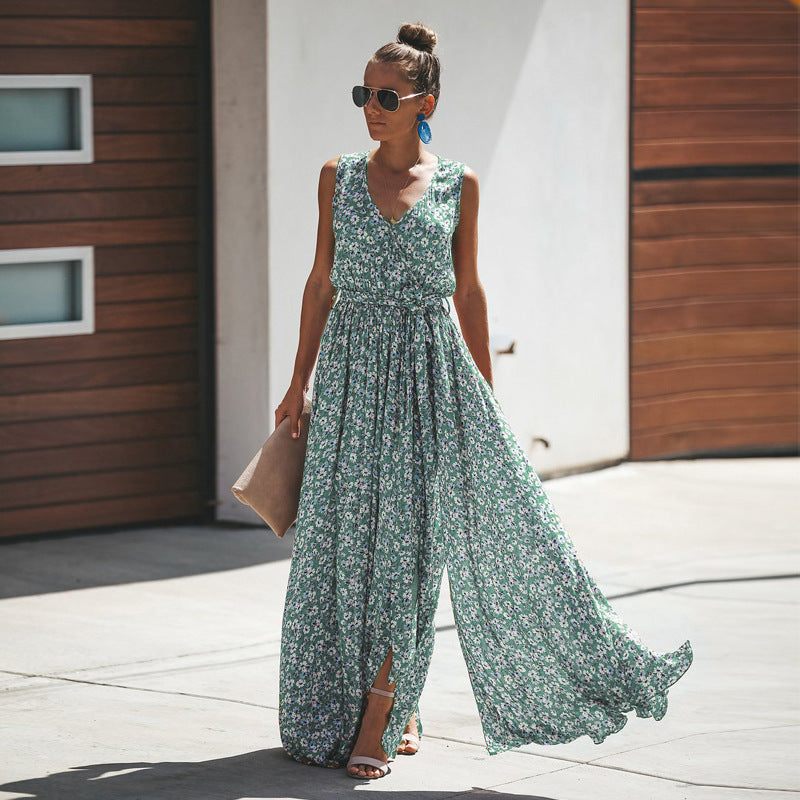 Heleria - Maxivestido floral sin mangas