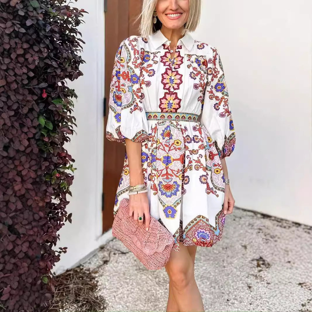 Paloma - Vestido corto estampado bohemio
