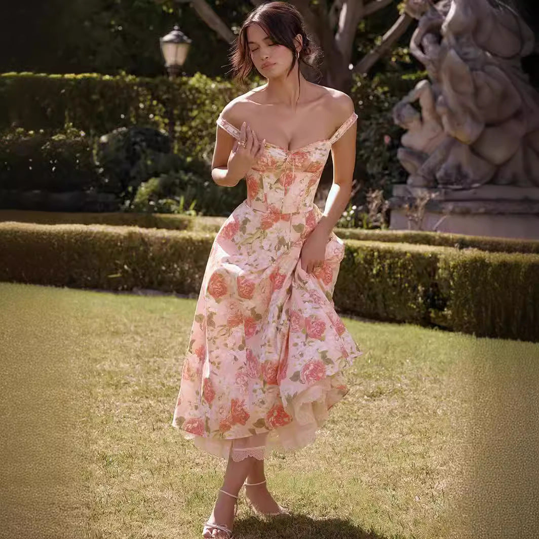 Camila - Vestido midi floral con corset