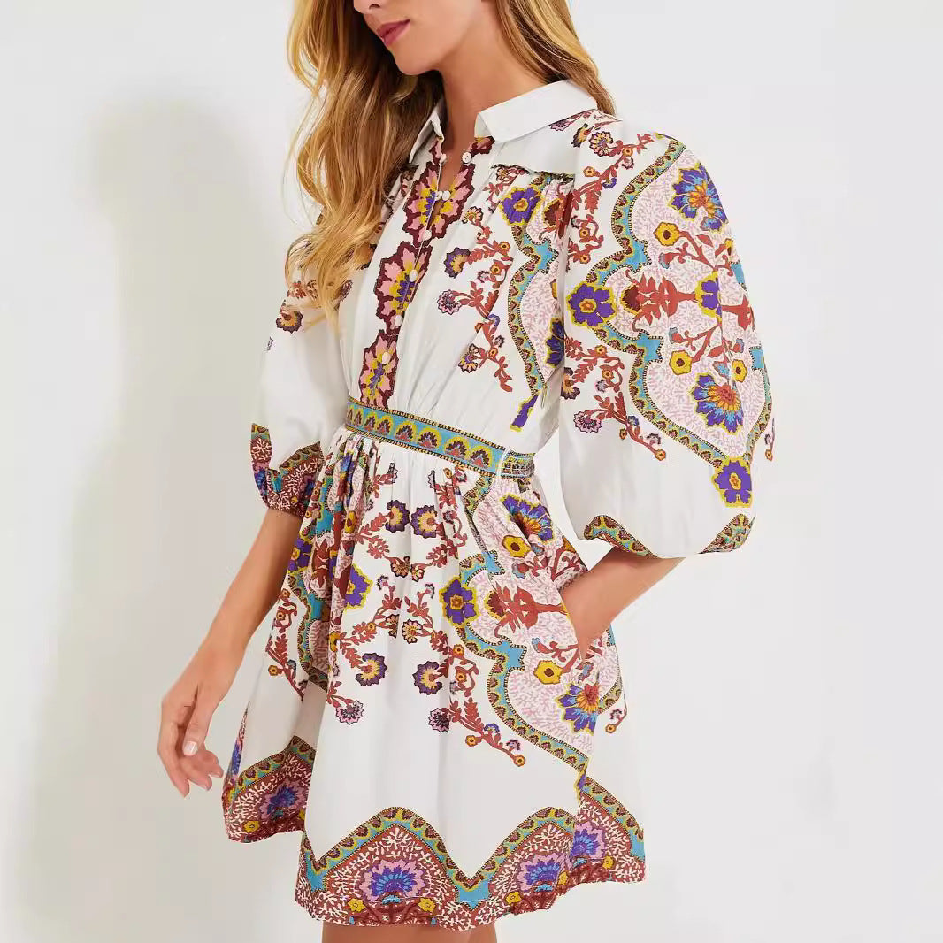 Paloma - Vestido corto estampado bohemio