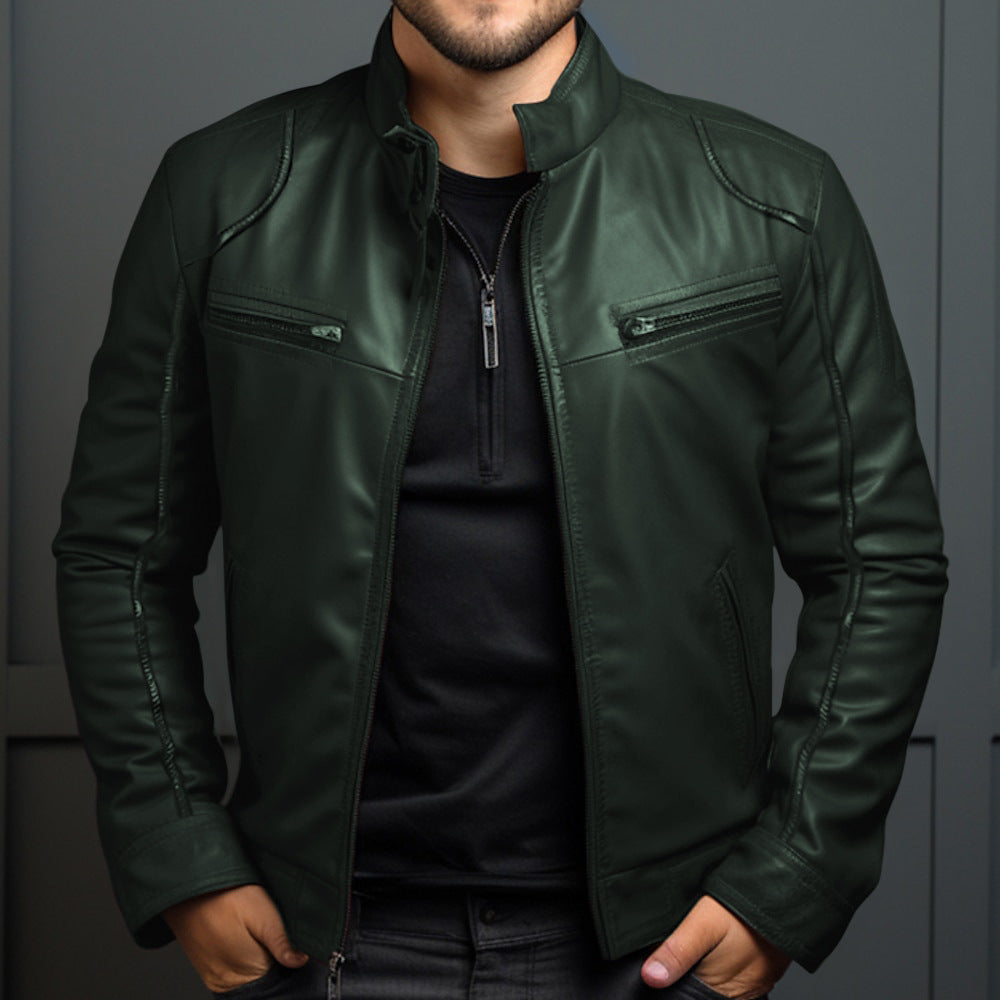 Iván - Chaqueta de piel con cremallera para hombre