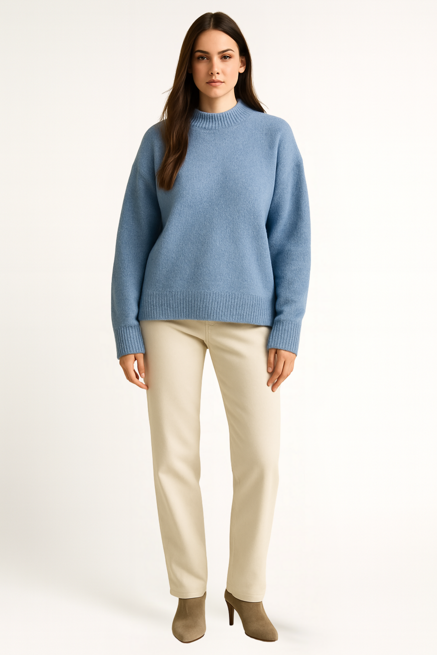 Marina - Jersey mujer oversize de punto básico casual