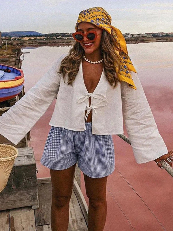 Carmen | Elegante blusa larga con lazo