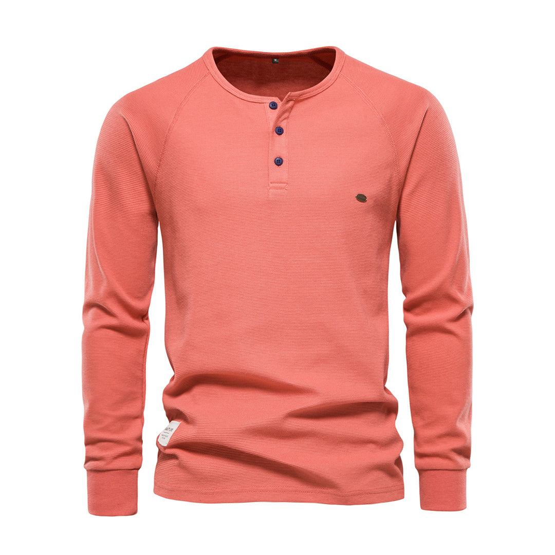 Santiago - Camiseta Henley manga larga con botones hombre