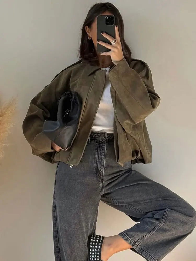 Sofía – Chaqueta Oversize de Gamuza para Mujer
