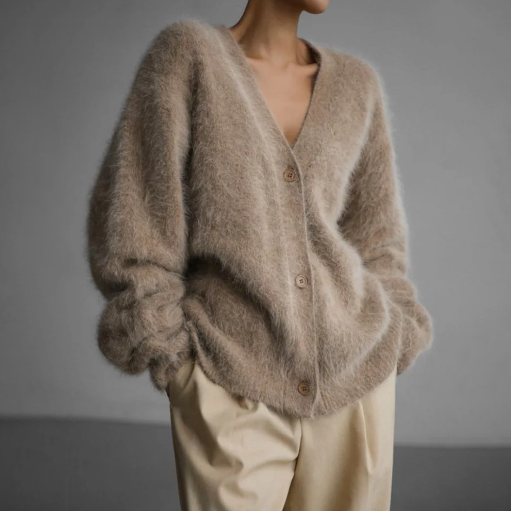 Adela - Cárdigan de cashmere de punto peluche mujer
