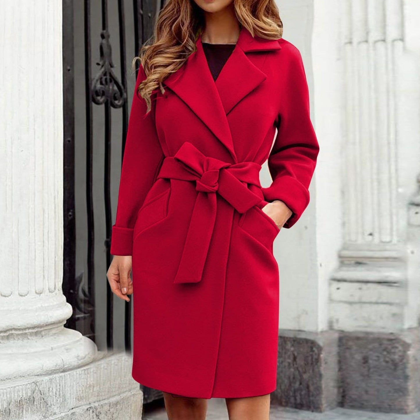 Karina | Langer Kaschmir-Trenchcoat mit Knopfsystem in kräftigen Colorn