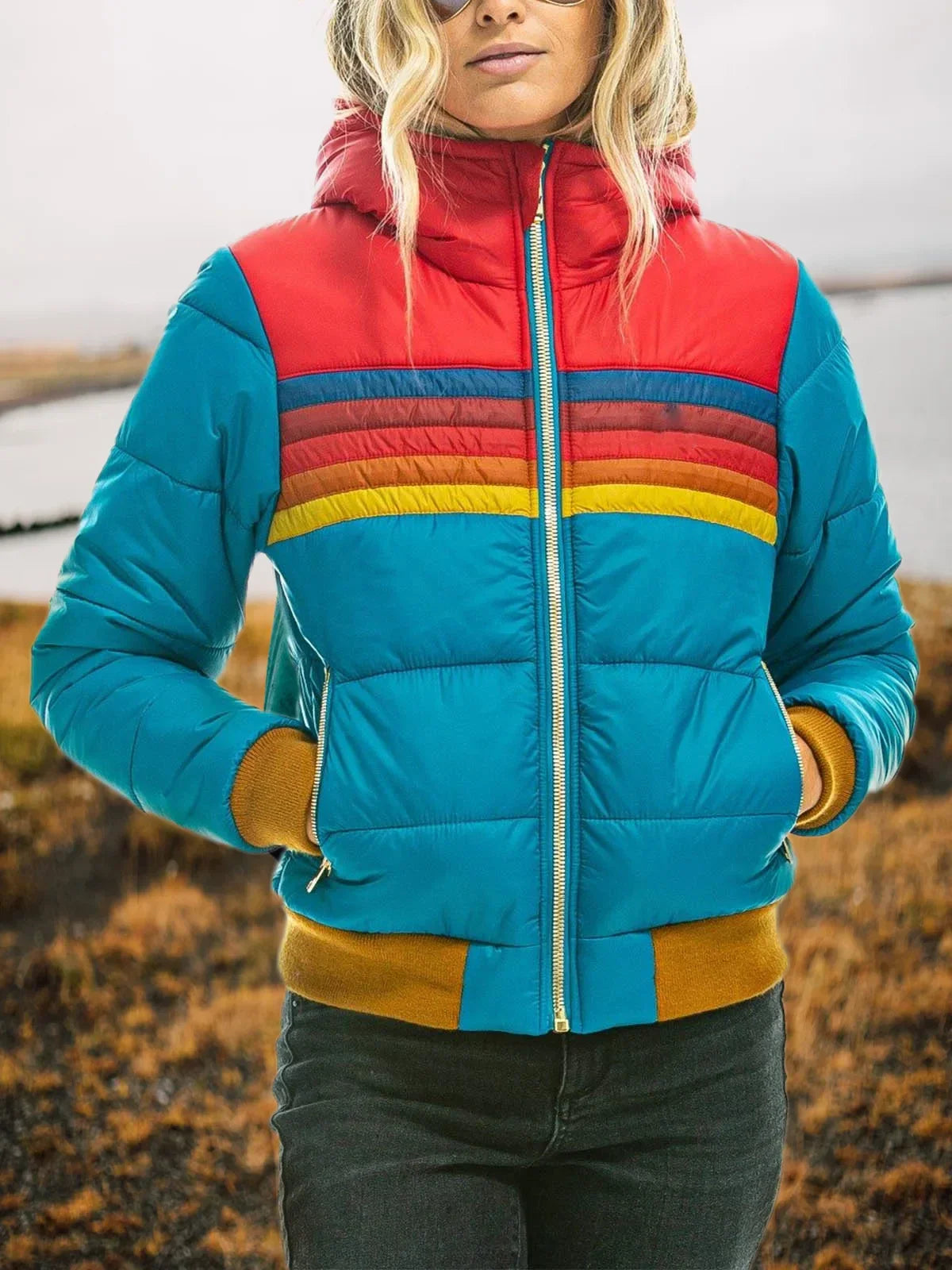 Asha | Chaqueta de terciopelo y nailon con capucha para mujer