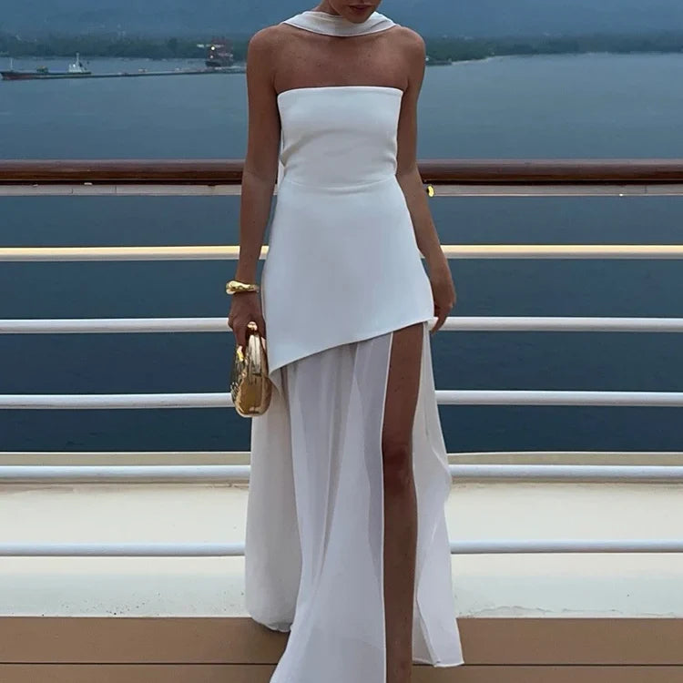 Stephanie - Maxi vestido de gasa sin tirantes