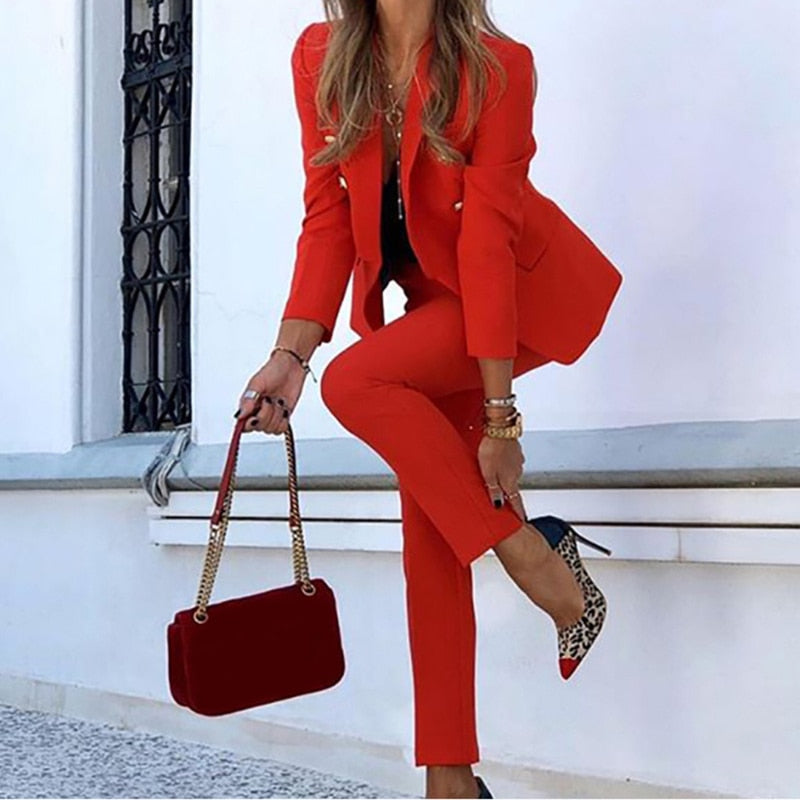 Gabriela - Traje mujer con blazer entallado y pantalón recto