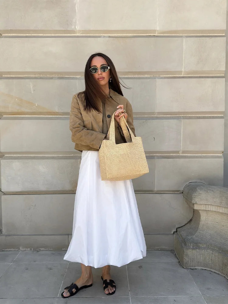 Camila – Chaqueta corta de ante con diseño clásico