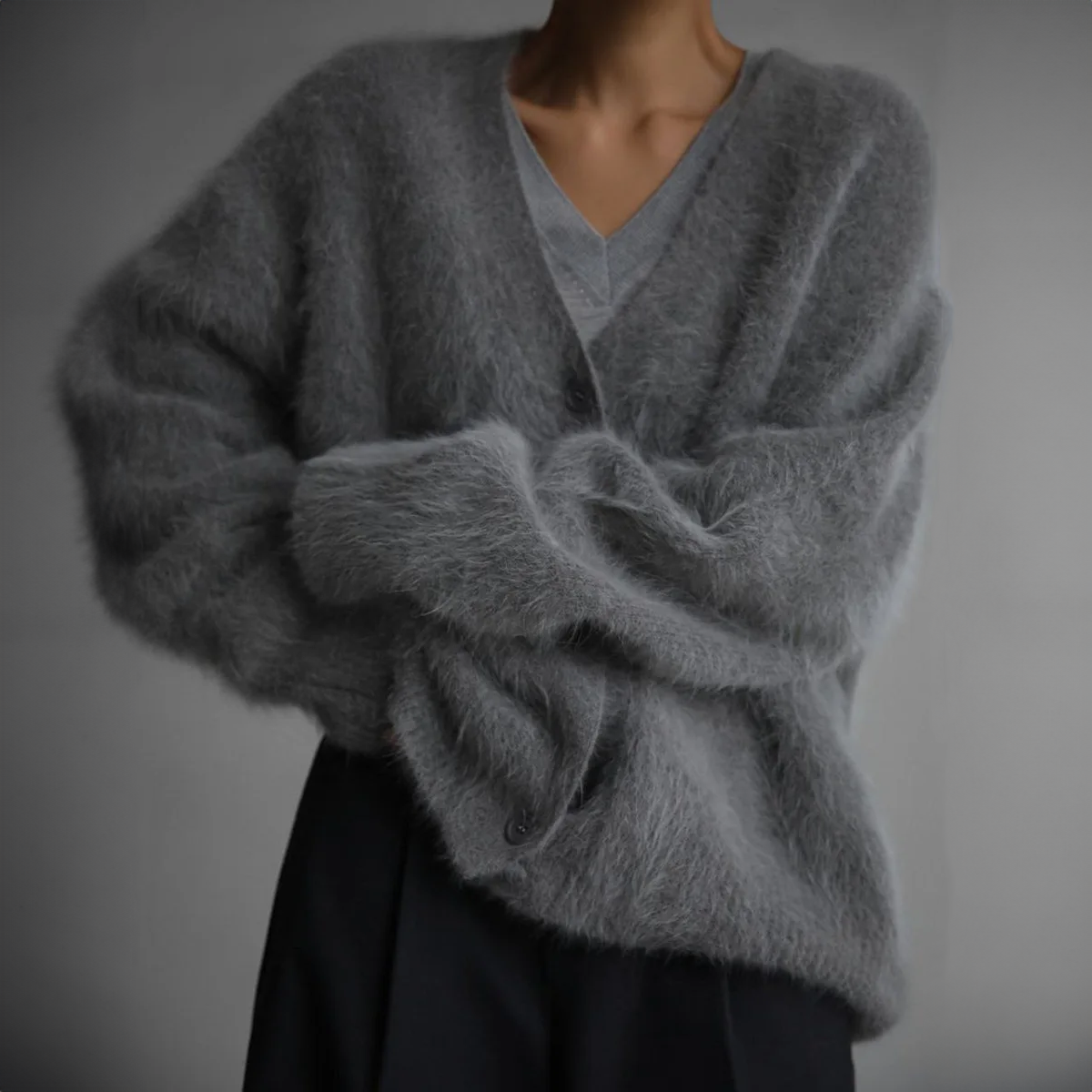 Adela - Cárdigan de cashmere de punto peluche mujer