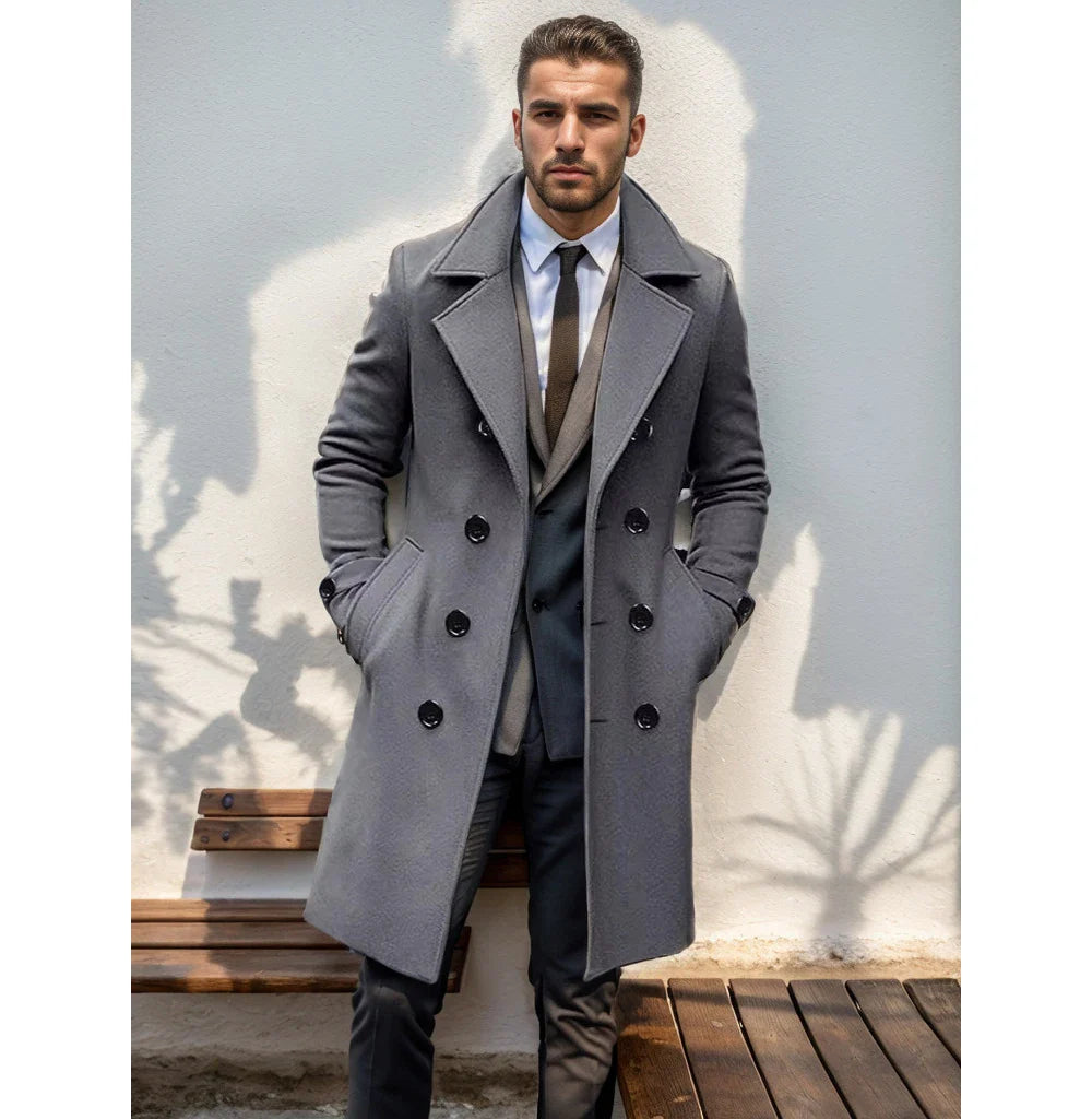 Rodrigo | Trench coat de moda doble abotonado para hombre