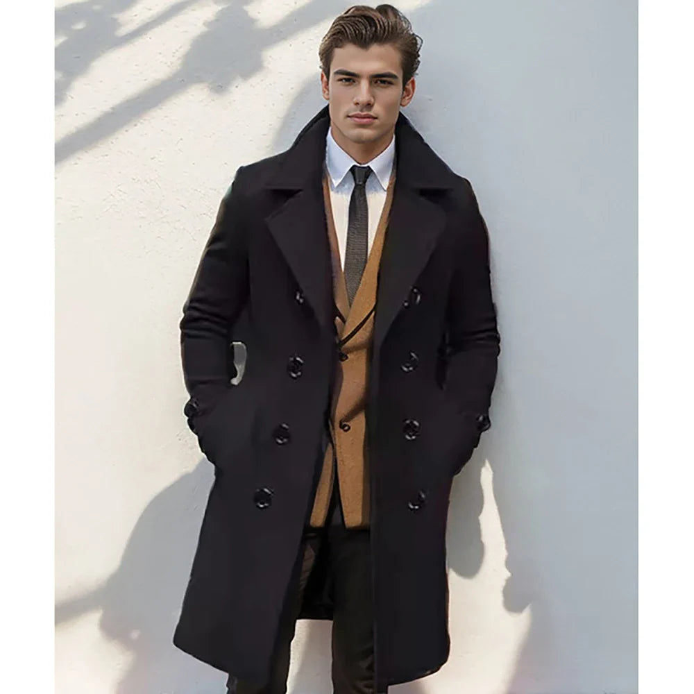 Rodrigo | Trench coat de moda doble abotonado para hombre