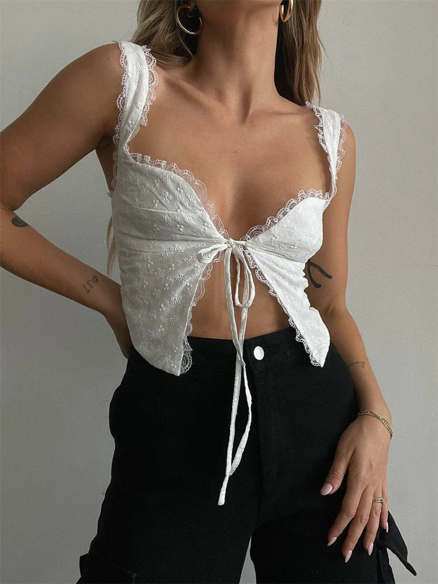 Delia | Top de encaje con volantes