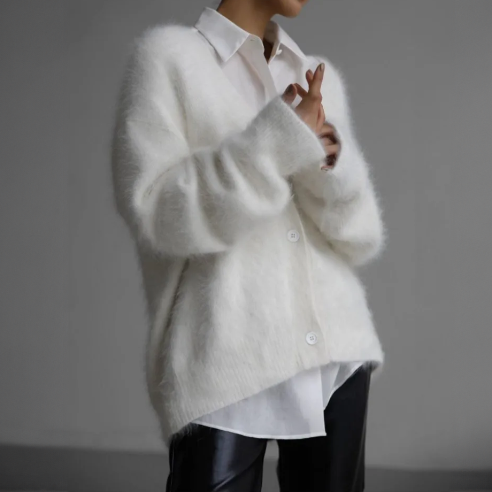 Adela - Cárdigan de cashmere de punto peluche mujer