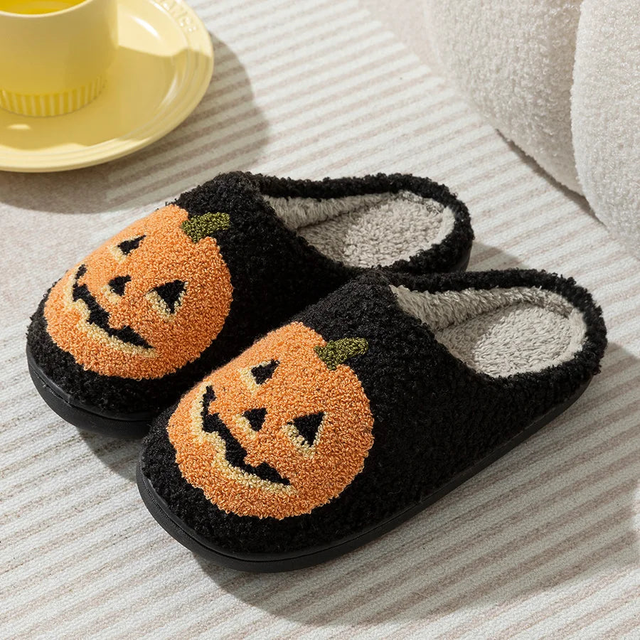 Catherínah | Pantuflas de felpa con diseño de calabaza