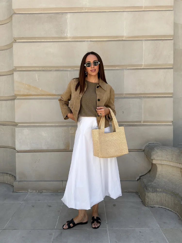 Camila – Chaqueta corta de ante con diseño clásico