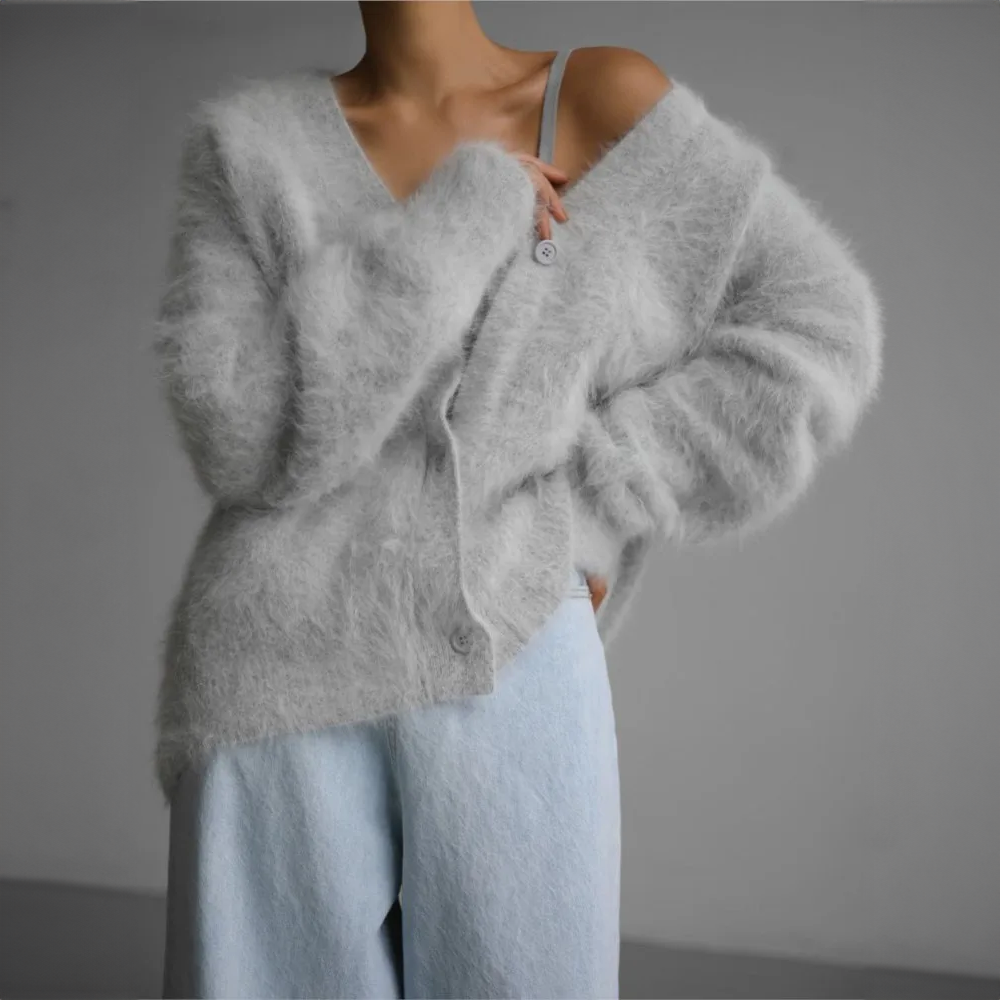 Adela - Cárdigan de cashmere de punto peluche mujer