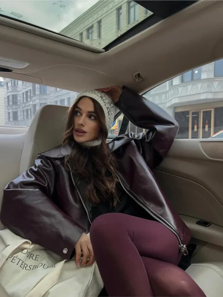 Reina | Chaqueta de cuero corta y ajustada para mujer
