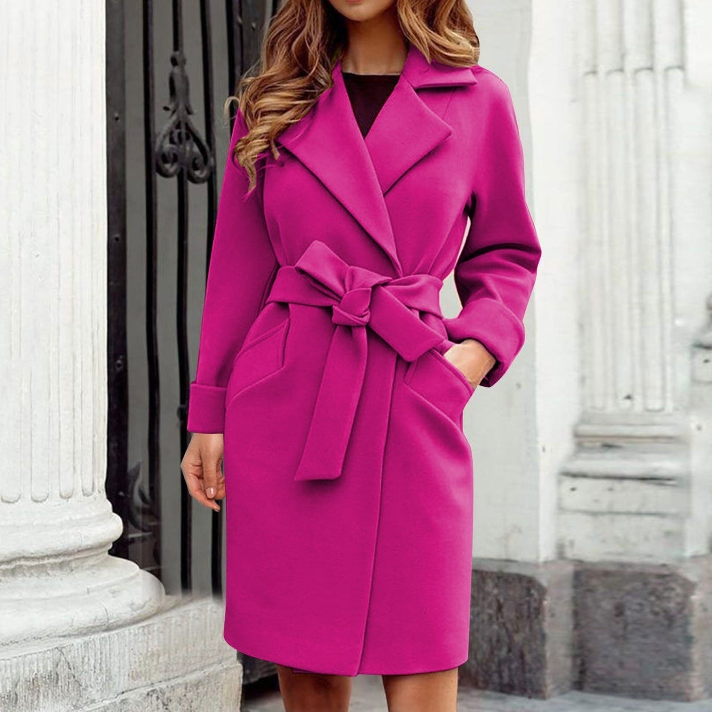 Karina | Langer Kaschmir-Trenchcoat mit Knopfsystem in kräftigen Colorn