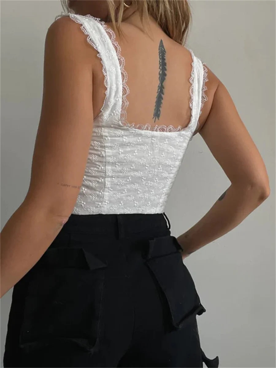 Delia | Top de encaje con volantes