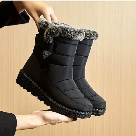 Alaska - Botas de nieve azul marino con forro de pelo para mujer