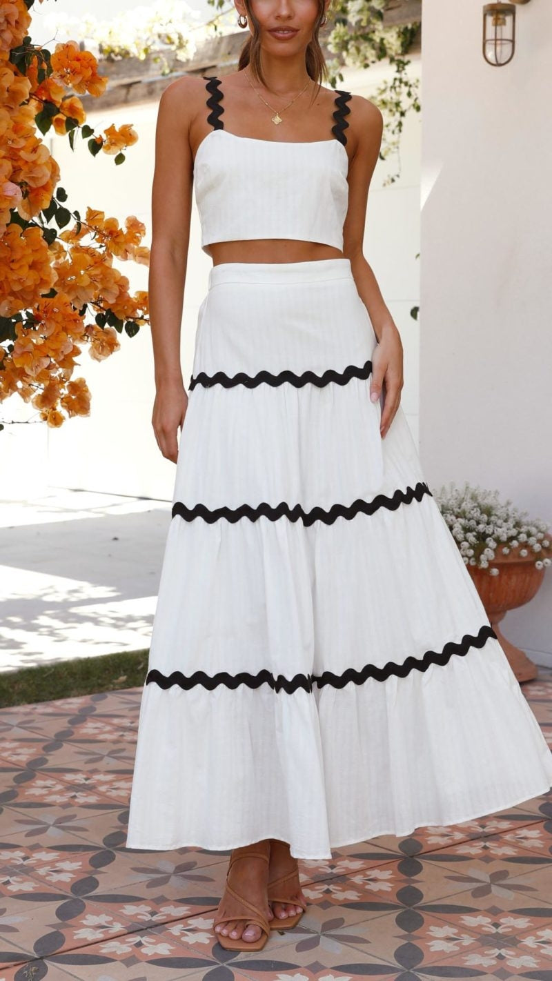 Angelina | Conjunto de crop top y falda larga