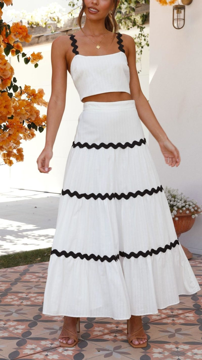 Angelina | Conjunto de crop top y falda larga