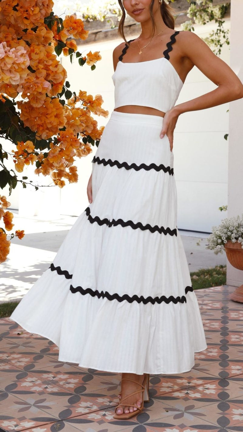 Angelina | Conjunto de crop top y falda larga