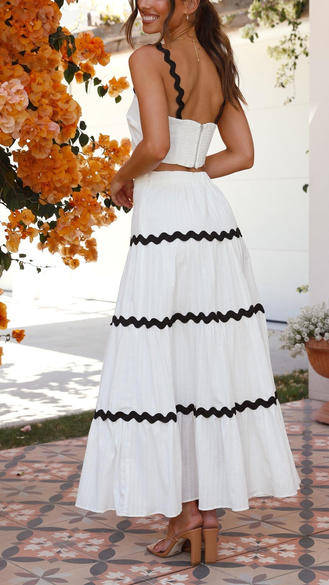 Angelina | Conjunto de crop top y falda larga