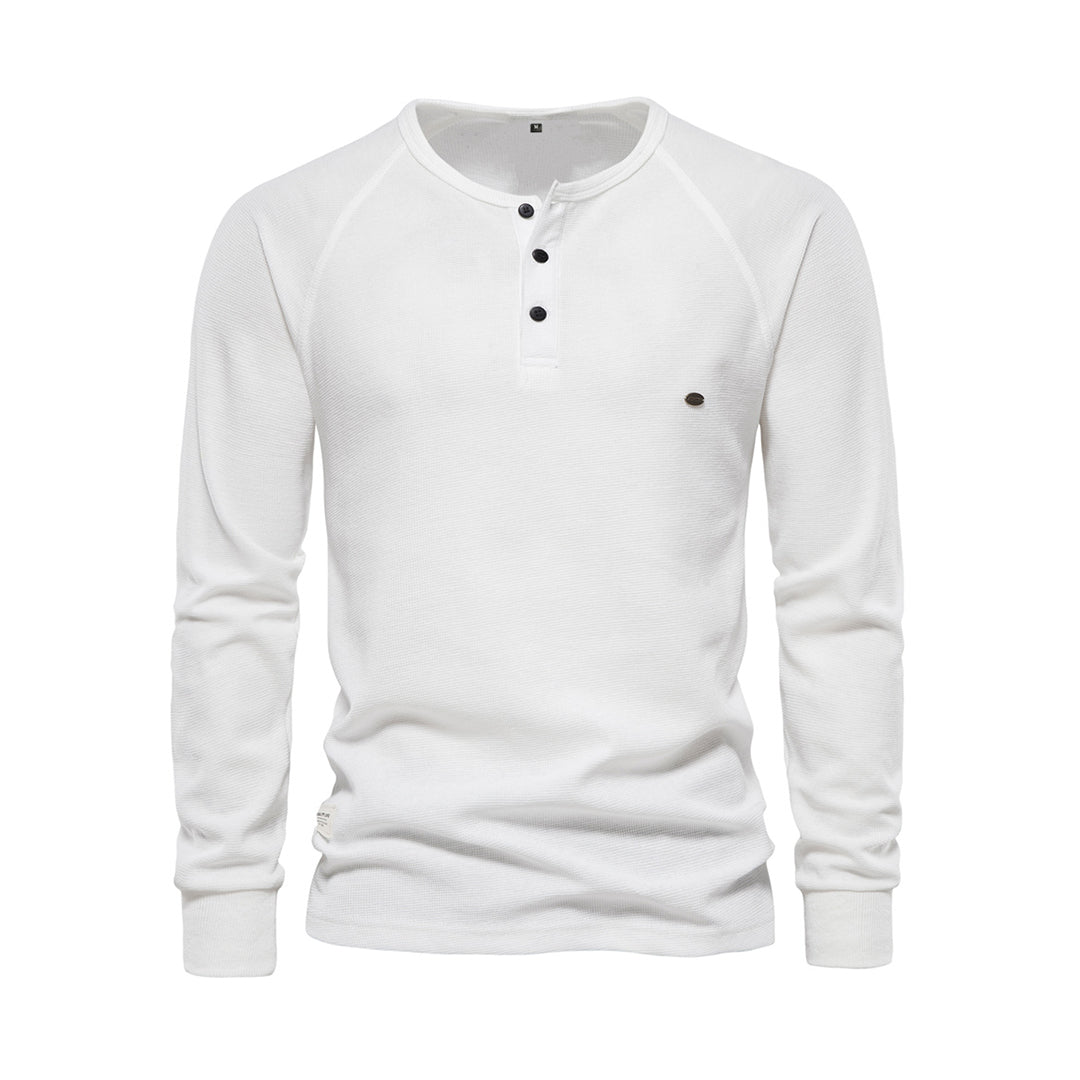 Santiago - Camiseta Henley manga larga con botones hombre
