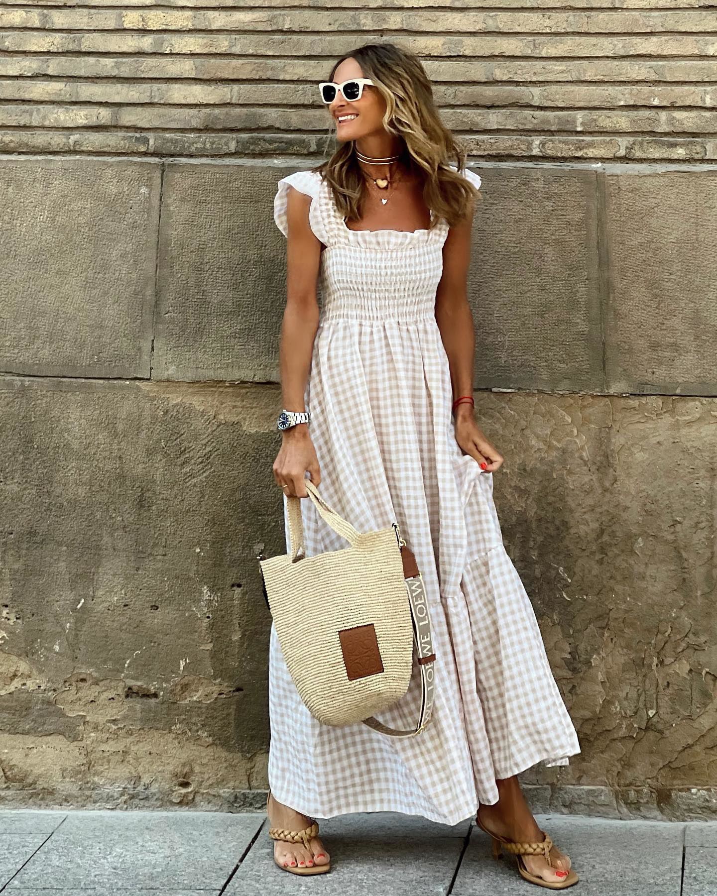 Sabrina - Vestido maxi con estampado de guinga