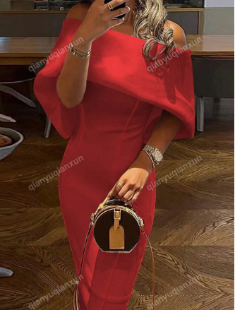 Isabela - Vestido midi ajustado con escote bardot