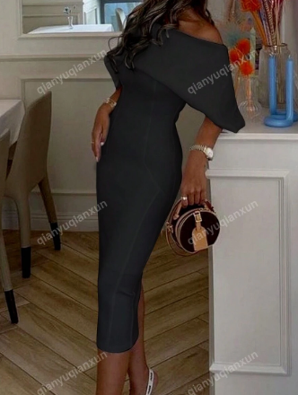 Isabela - Vestido midi ajustado con escote bardot
