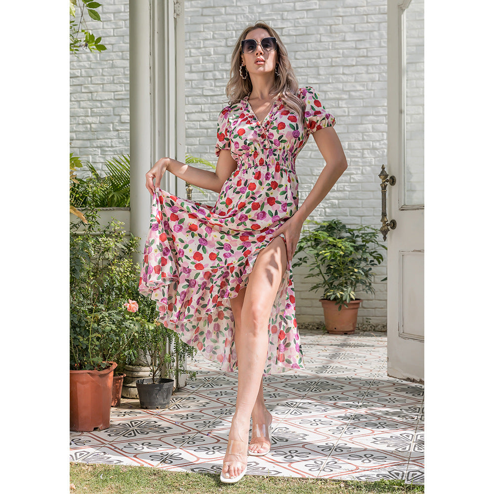 Marisol | Vestido de mujer con estampado sencillo y falda con vuelo