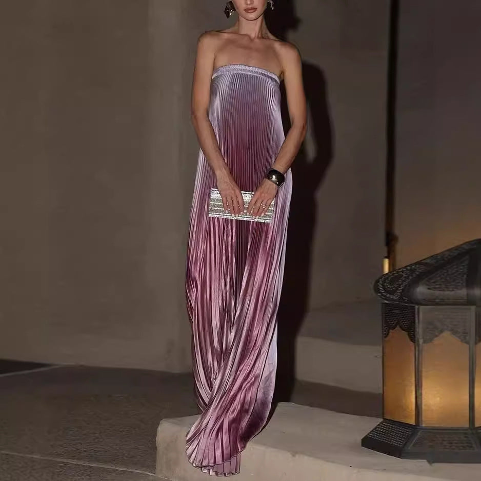 Soraya - Vestido ombre plisado sin tirantes