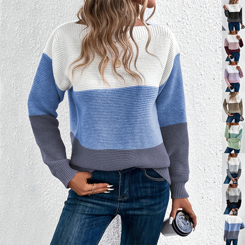 Elena - Suéter de punto para mujer con diseño a rayas de colores
