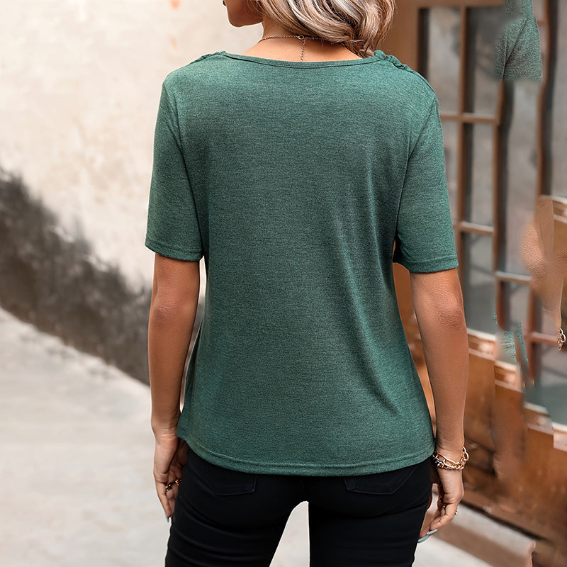 Deanna - Blusa con cuello drapeado