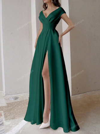 Gabriela - Vestido largo con escote cruzado y abertura