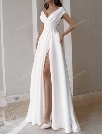 Gabriela - Vestido largo con escote cruzado y abertura