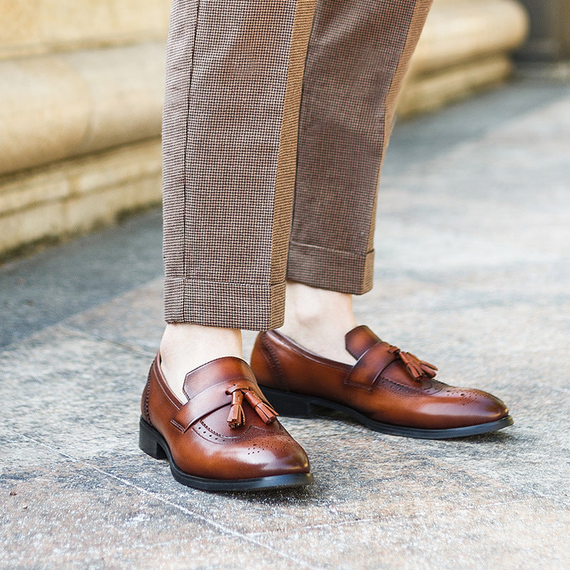 Mateo - Mocasines de cuero marrón borla