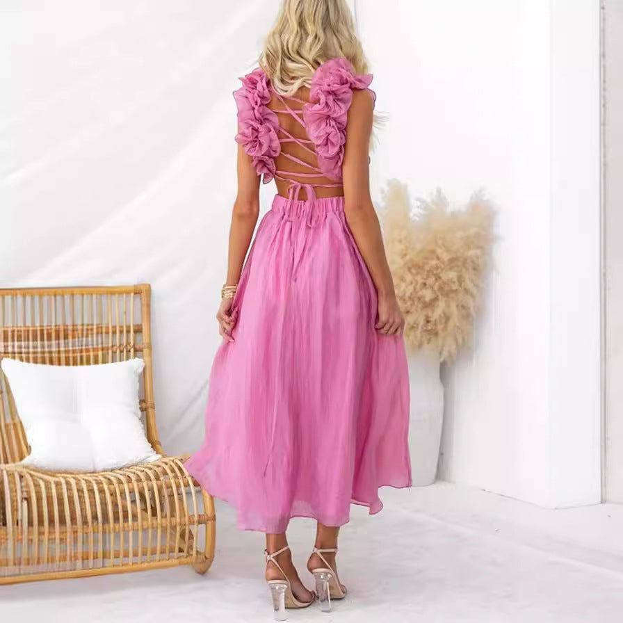 Rona - Vestido midi con volantes en los hombros